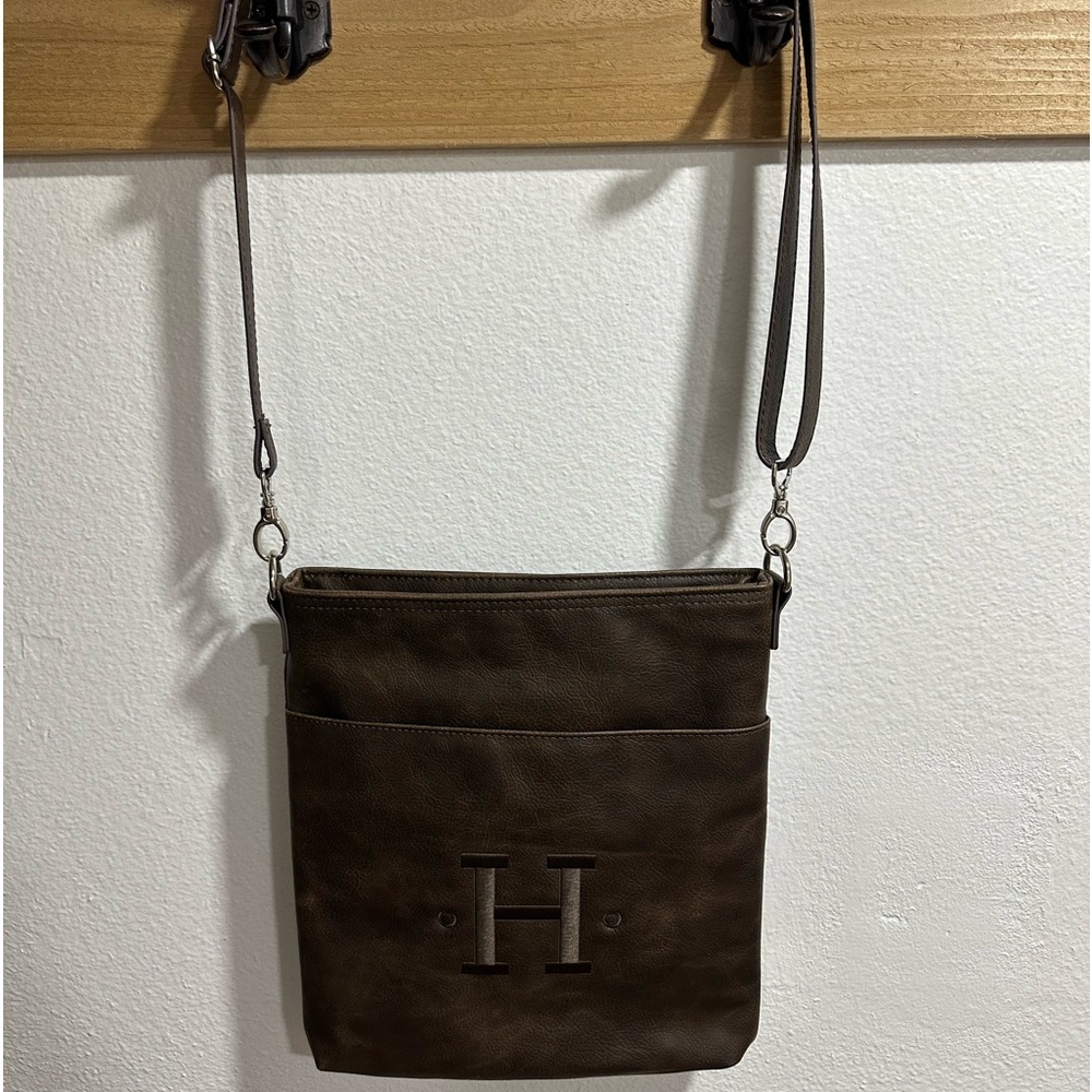 Thirty-One Crossbody Letter H Brown Faux Leather